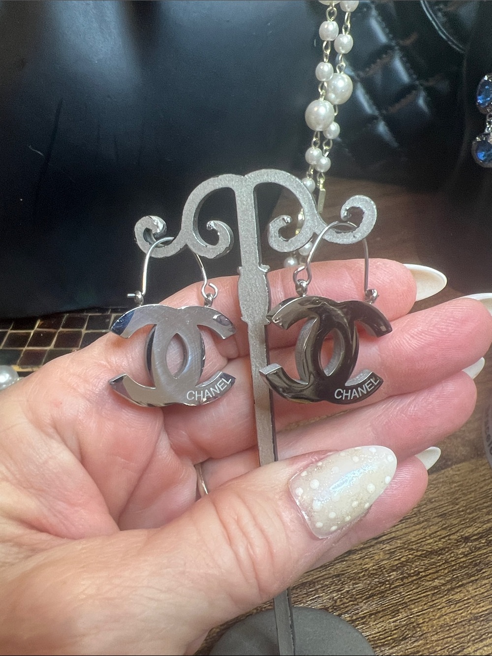 Interlocking Drop Earrings - Silver Tone Stainless Steel